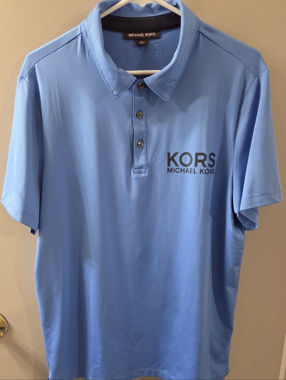 Michael Kors Men’s Sky Blue Logo Polo. S9ft And Comfortable Fabric. Sz L